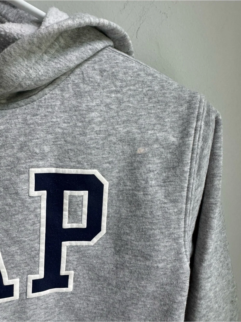 GAP Kids Light Gray Hoodie with Navy Lettering